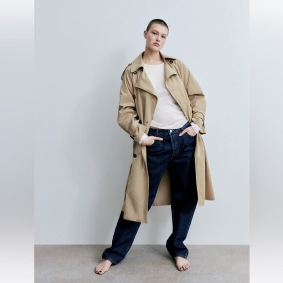 Zara Jackets & Blazers - 🩷 Zara - Women's Oversized Pocket Trench Coat - Beige. Size: M. NWT (1690)